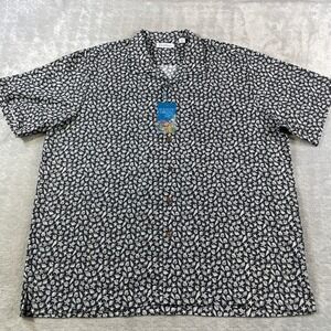 Caribbean Shirt Mens XXL Black Sea Shell Turtle Beach Vacation Summer Button